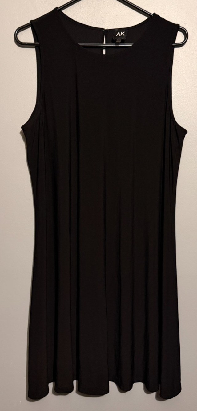 AK Anne Klein Black Sleeveless Swing Dress XL Flowy Stretch Knit